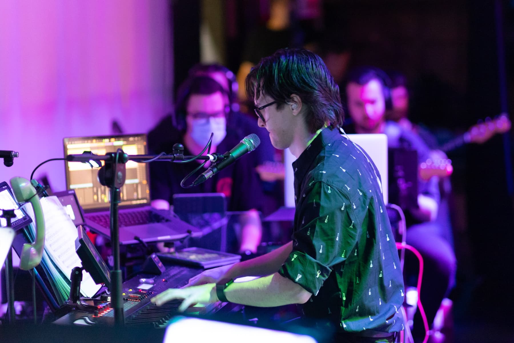 Matthew Rumley playing keyboard for The Wedding Singer